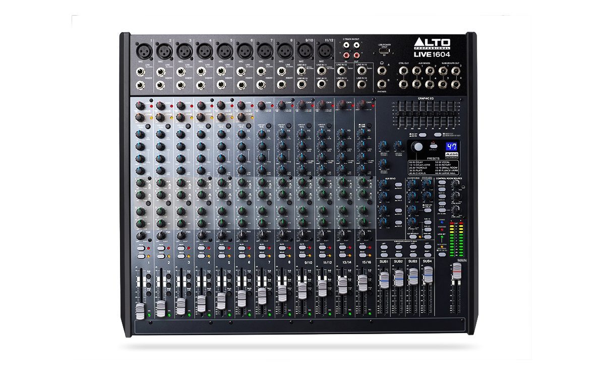 ALTO LIVE 1604 USB搭載アナログミキサー 16ch ケース付き Alto LIVE 1604 Professional 16 Channel Desk Mixer | SBR Pro Sound