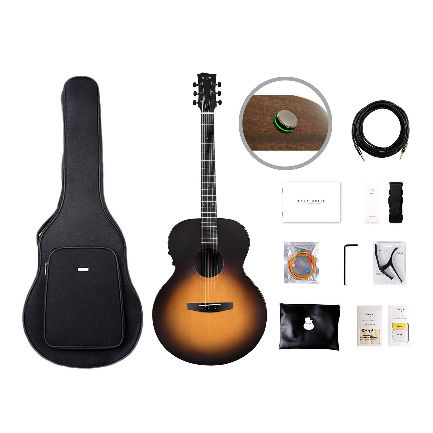 Enya EA-X1 Pro Grand Auditorium TransAcoustic Guitar | SBR Pro Sound