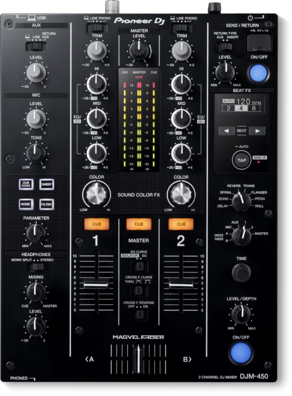 Pioneer DJM-450 2-channel DJ mixer with Beat FX (black)| SBR Pro Sound