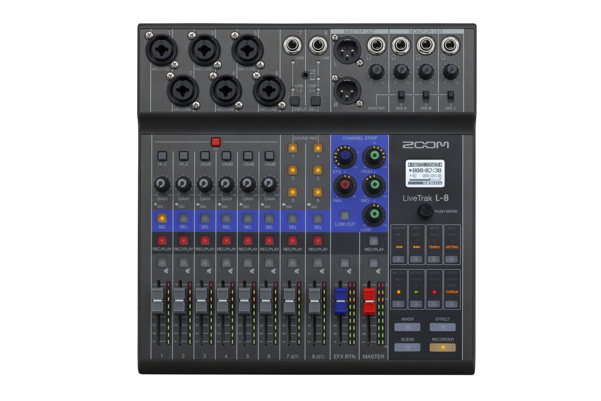 Zoom LiveTrak L-8 8Ch Mixing & Recording Console | SBR Pro Sound