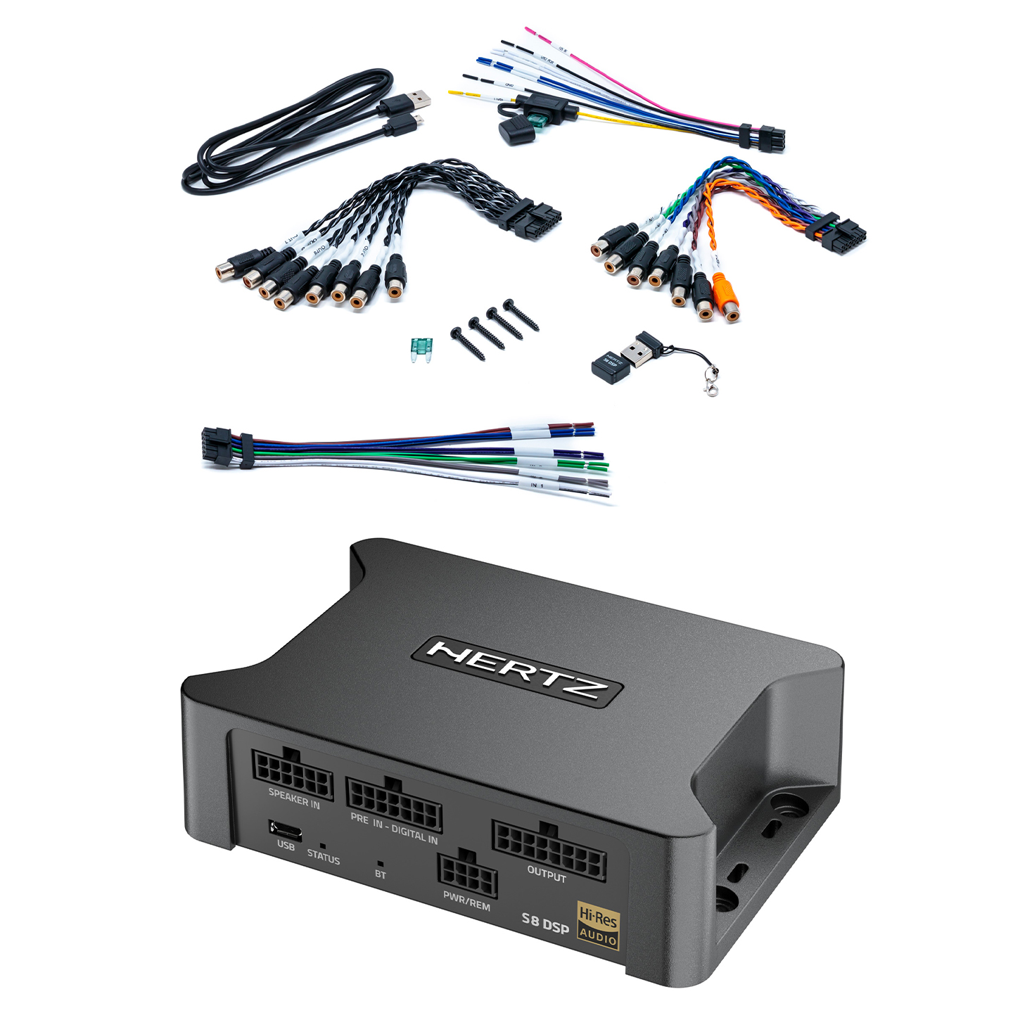 Hertz S8 DSP digitale signaalprocessor met 8 kanalen voor auto-, boot- en motorfietsaudiosystemen, audioverwerking met hoge resolutie, geavanceerde filtertechnologie