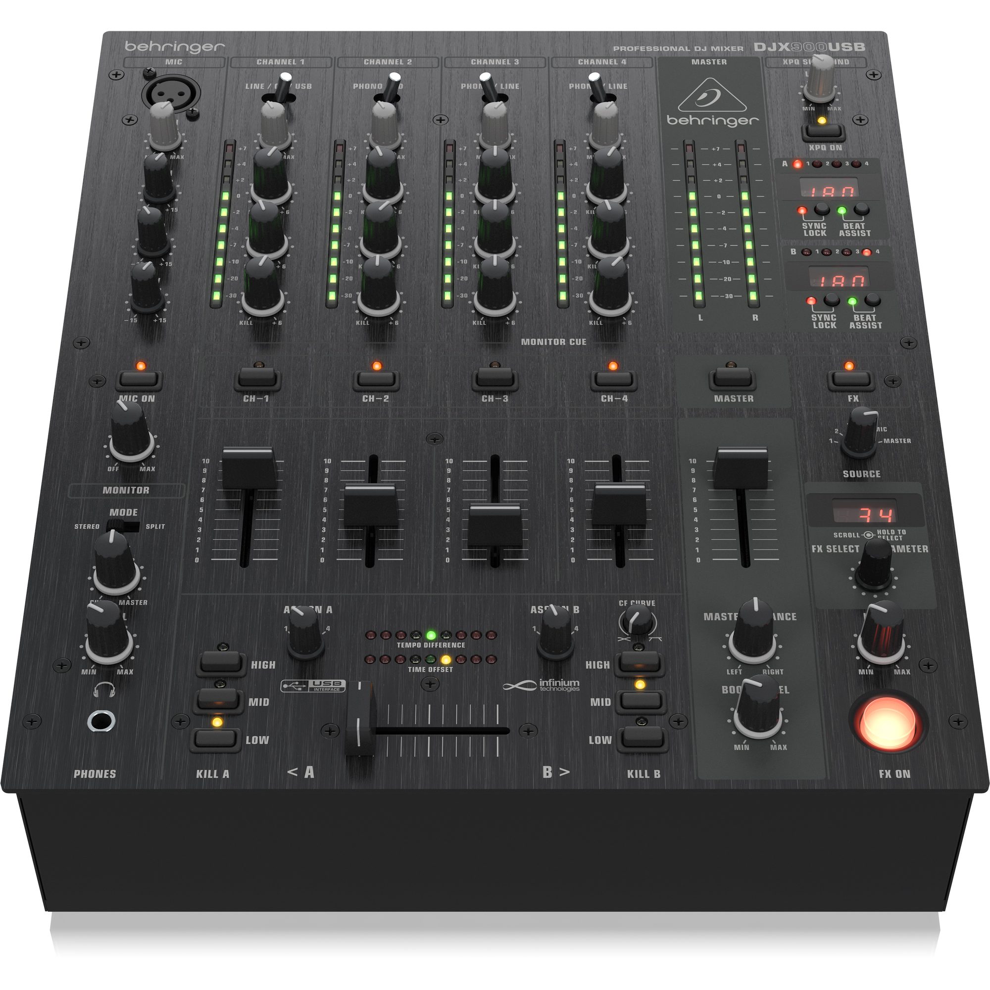 べリンガー DJミキサー DJX900USB Behringer DJX900USB 5-Channel DJ Mixer with FX | SBR Pro Sound
