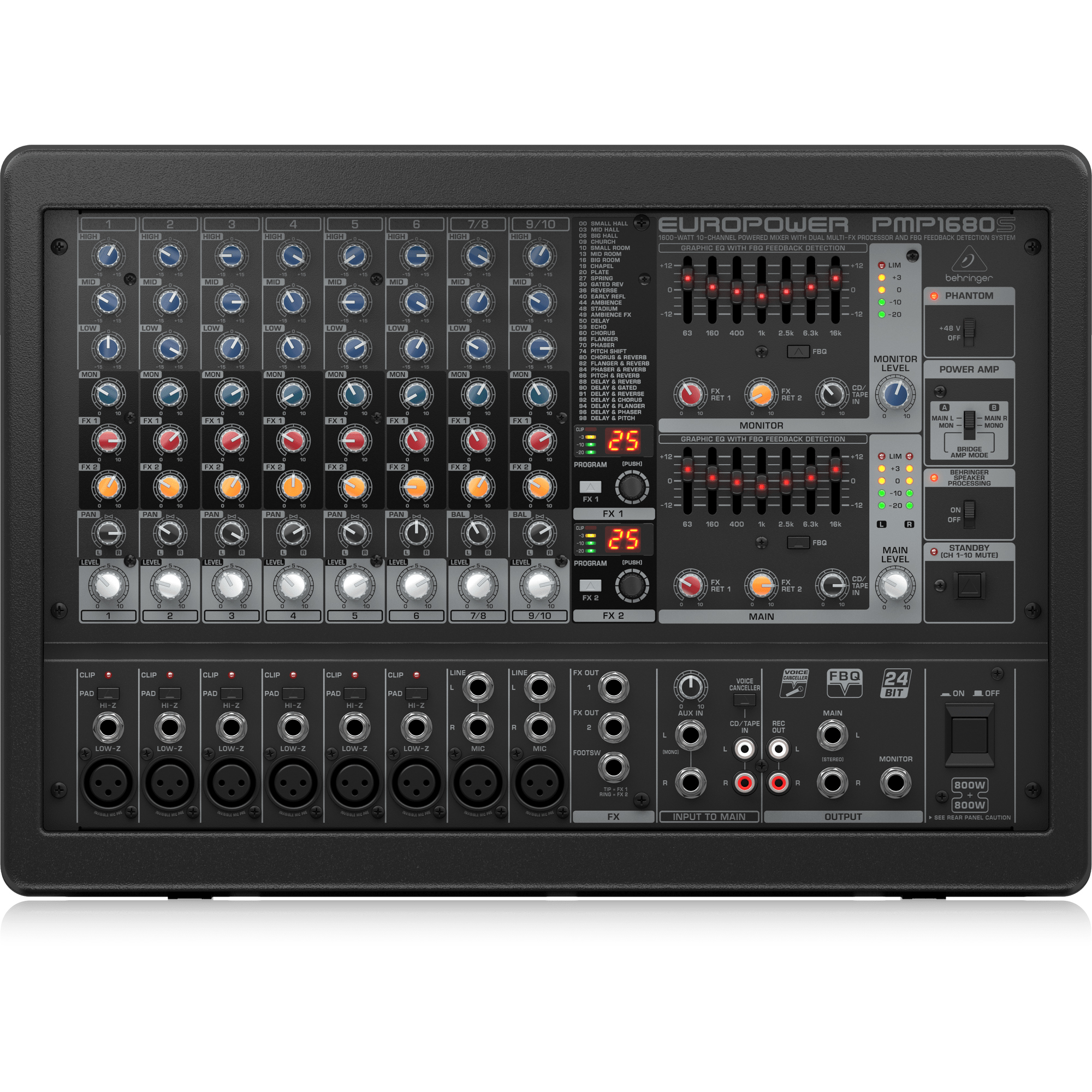 【稼働品】BEHRINGER PMP3000 16chパワードミキサー Behringer EuroPower PMP1680S - 1600W 10-Channel Powered Mixer