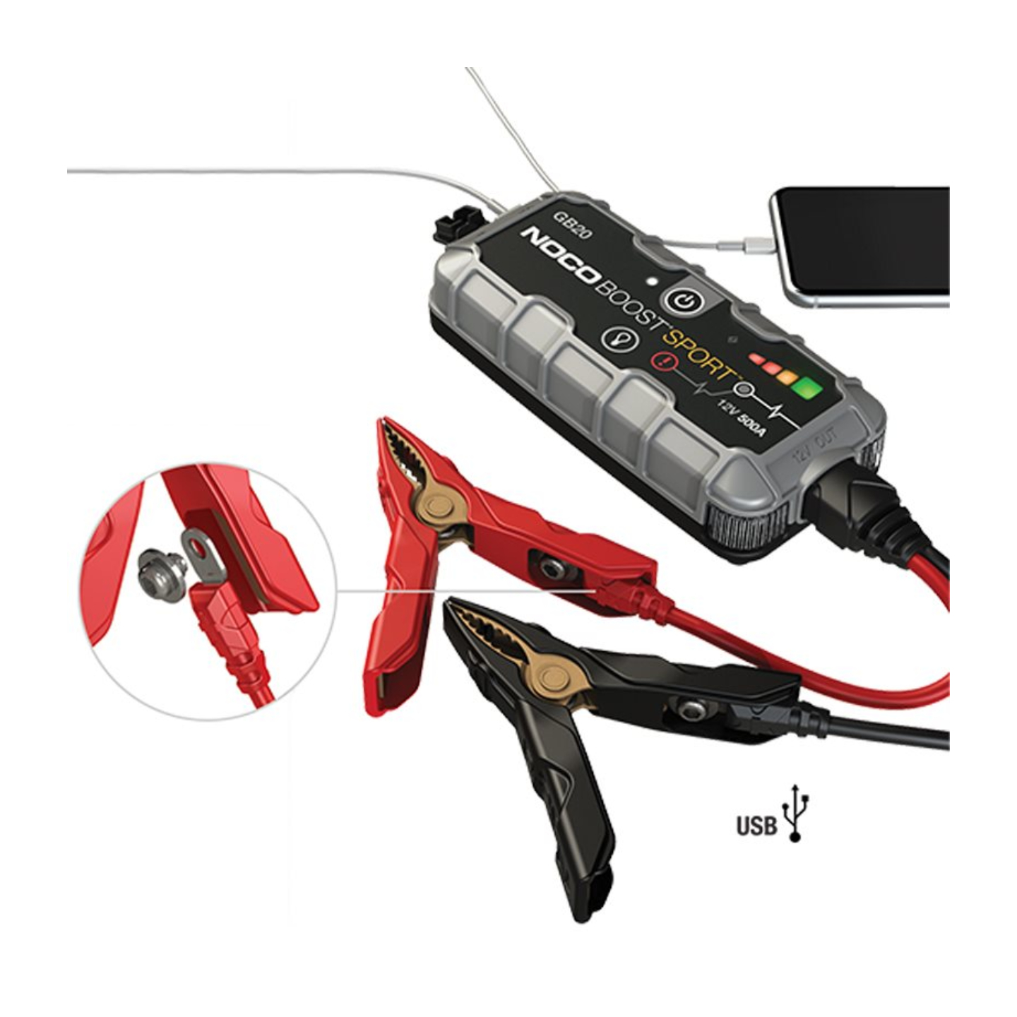 NOCO Boost Sport GB20 500 Amp UltraSafe Lithium Jump Starter| SBR