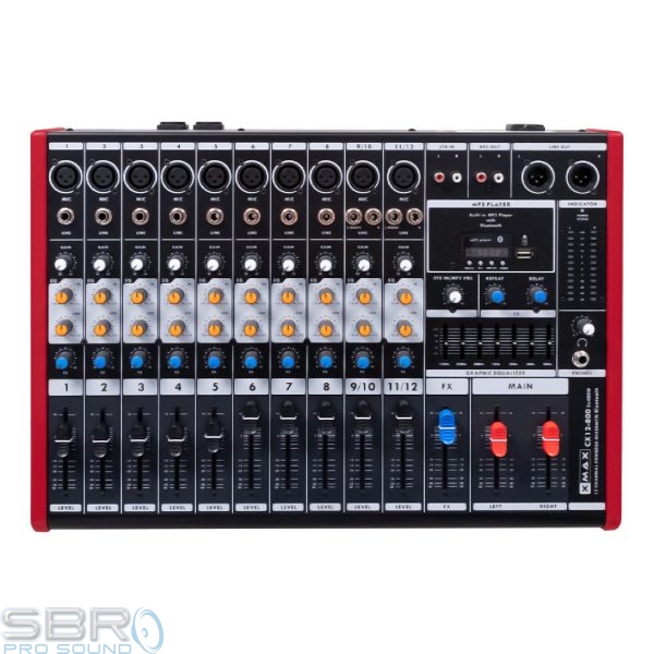 XMAX CX12-800 12 Channel Powered Mixer | SBR Pro Sound