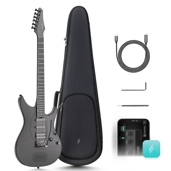 Enya INSPRIRE Carbon Fiber Super Strat Smart Guitar - Black | SBR