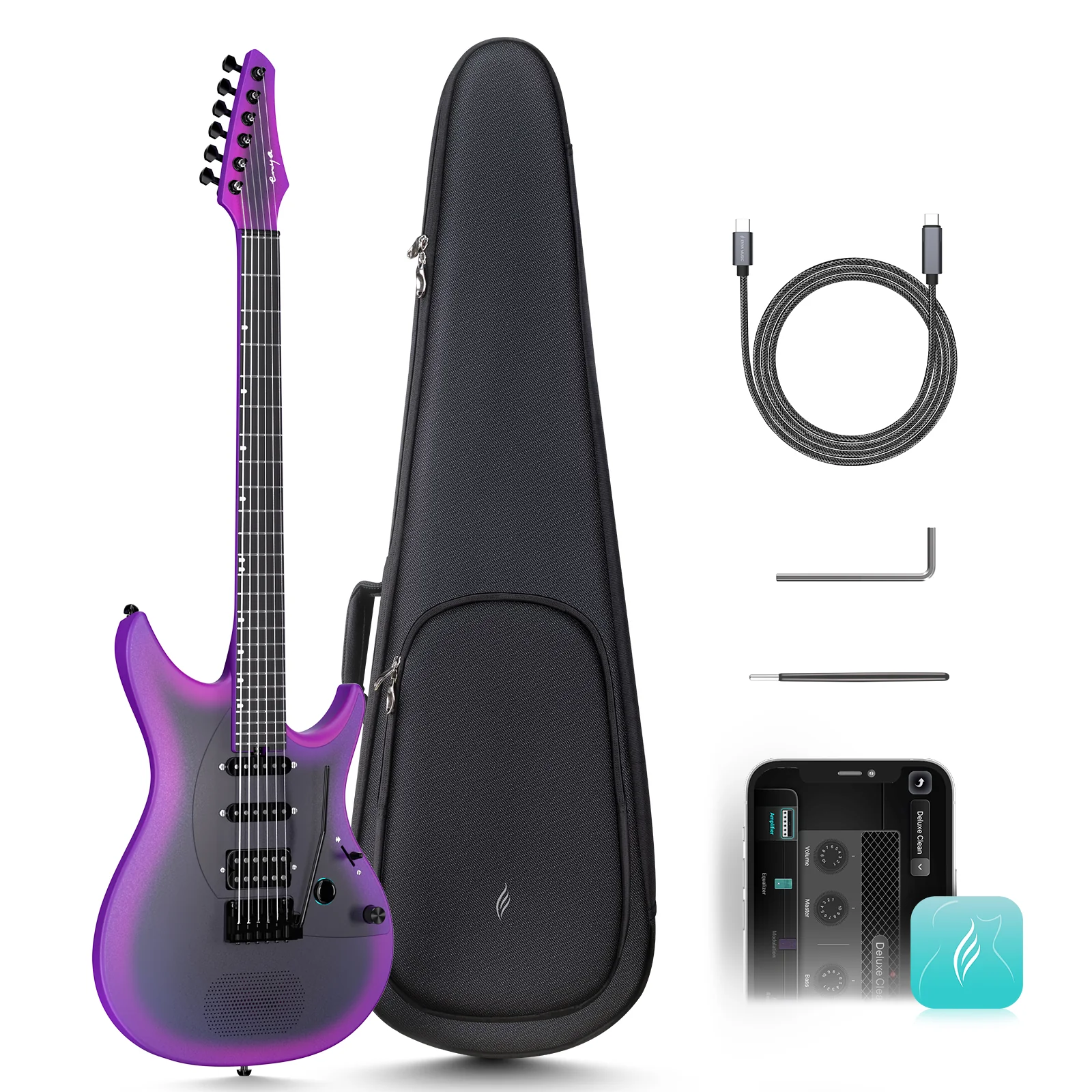 ENYA Inspire  Purple エンヤ インスパイア ギター Enya Inspire Carbon Fiber Super Strat Smart Guitar - Purple | SBR