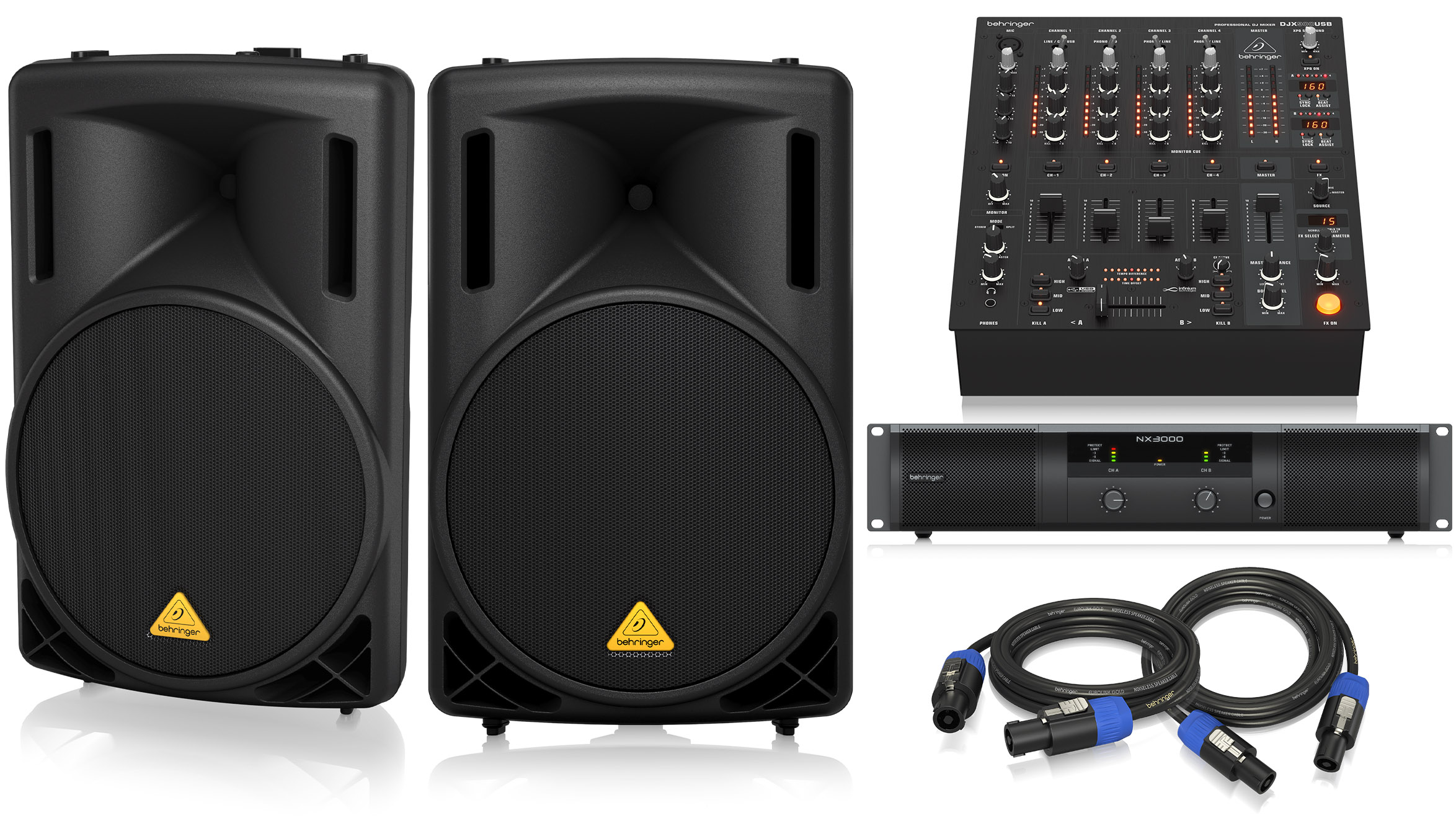 Behringer B215XL Bundle - 15″ 3000W DJ & PA Sound System Package W