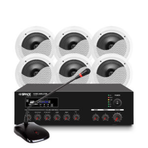 SpaceAudio PA-KIT3 60W Mixer Amplifier, Desktop Microphone & 4