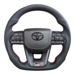 TT Audio - Toyota Land Cruiser 300 Black Leather Steering Wheel With Red Stitching