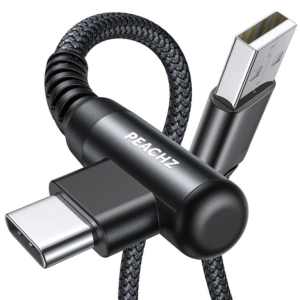 PEACHZ USB-C To USB-A USB 2.0 Elbow Nylon Braided Cable 2M